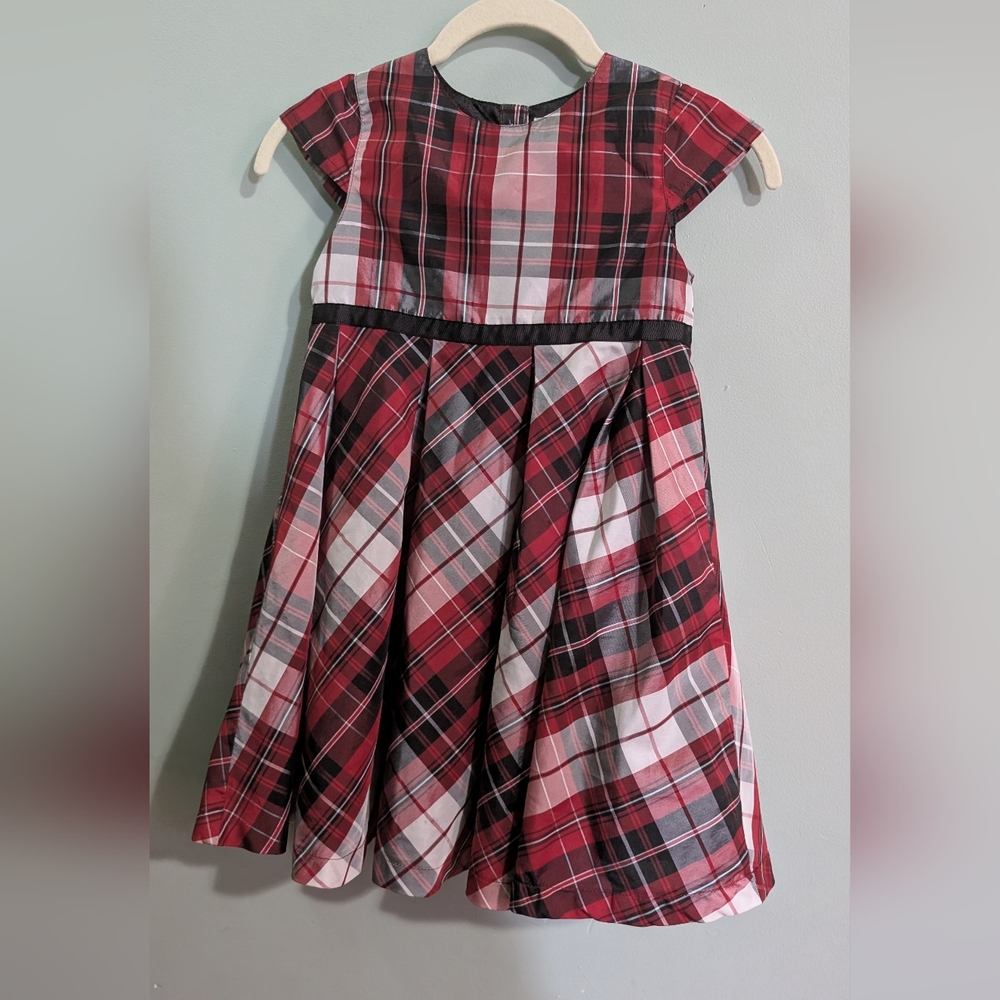 EUC Girls Plaid Red and Black Dress Holiday *C1
